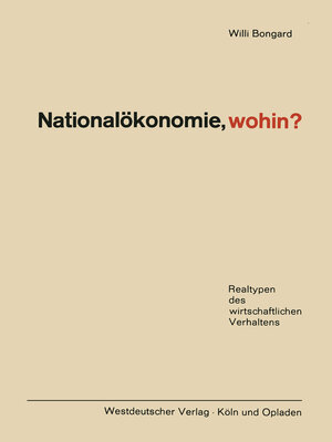 cover image of Nationalökonomie, wohin?